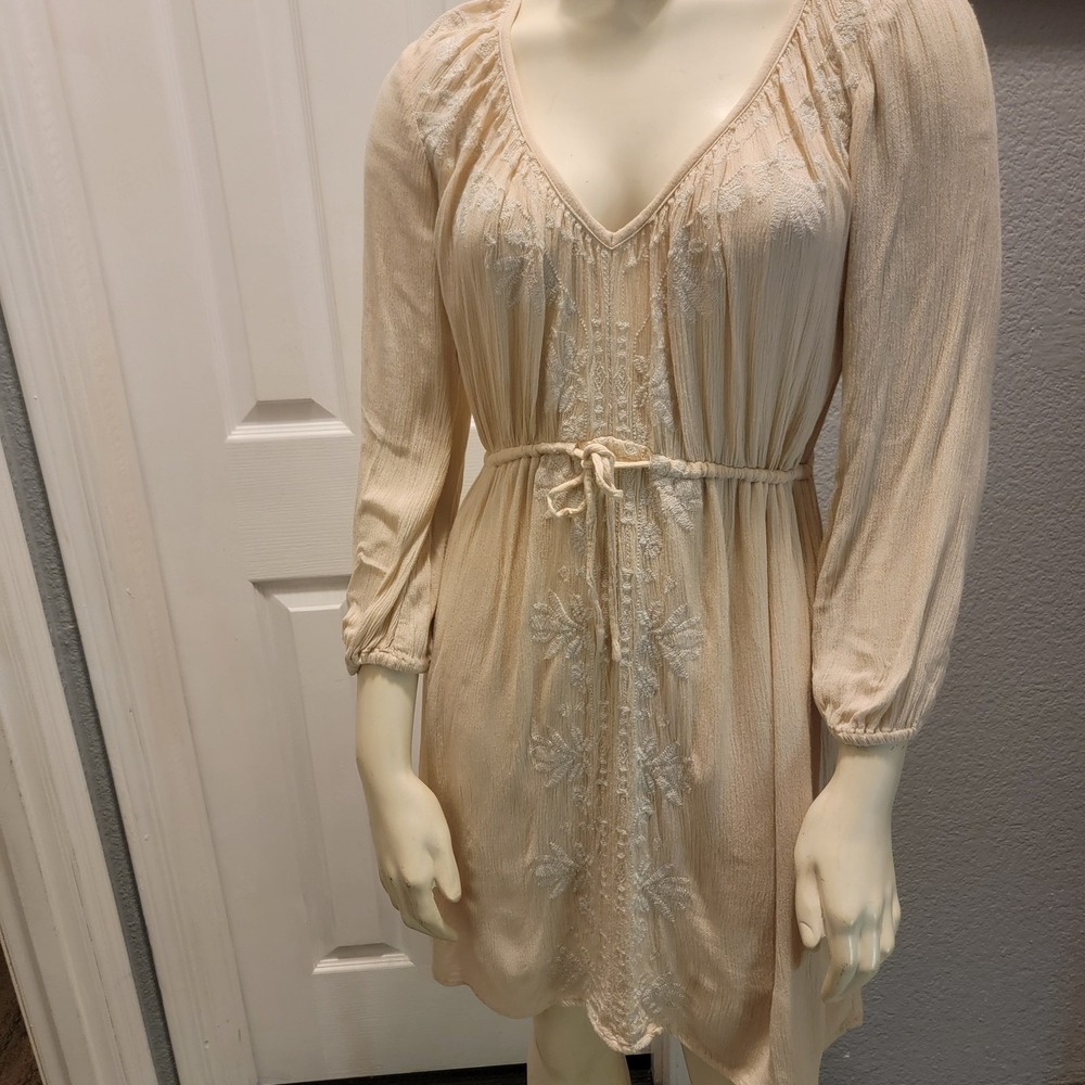 Y2K Fairy Babydoll‎ Oneil Embroidered Long Sleeve mini Dress Made India XS